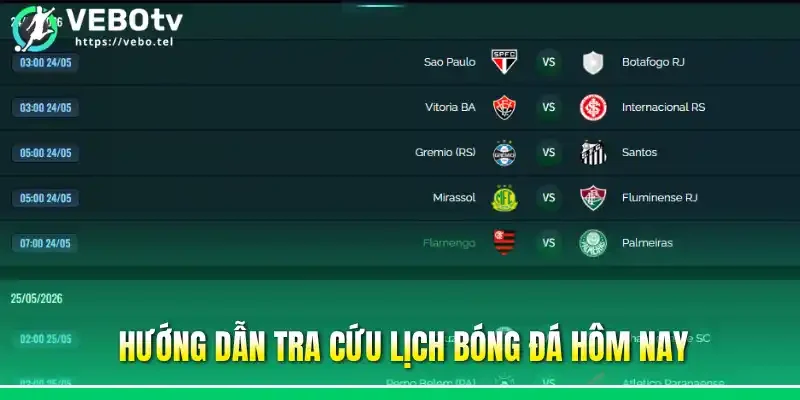 Hướng dẫn tra cứu lịch bóng đá hôm nay