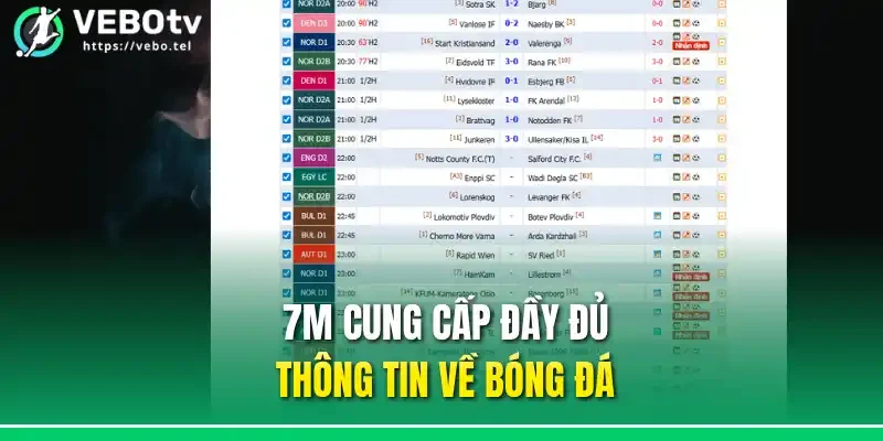 7m cung cấp đầy đủ thông tin về bóng đá