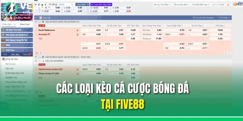 Các loại kèo cá cược bóng đá tại Five88
