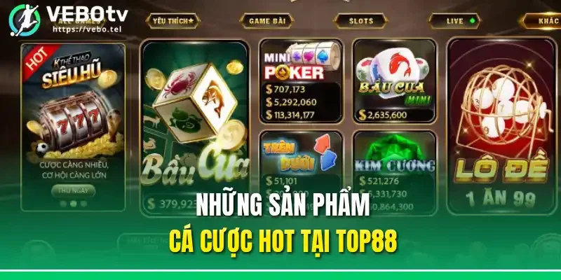 Những sản phẩm cá cược hot tại Top88