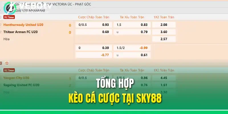 Tổng hợp kèo cá cược tại Sky88